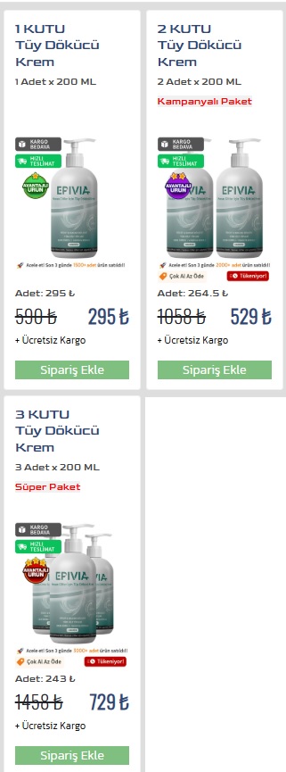 Epivia Tüy Dökücü Krem Resmi Satış Sitesi